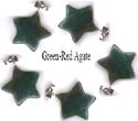 5 crystal gemstone STAR GREEN-RED AGATE pendants 18mm jewellery making crafts chakra charms harmony crafting