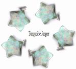 5 crystal gemstone TURQUOISE JASPER STAR pendants 18mm jewellery making crafts chakra charms harmony crafting