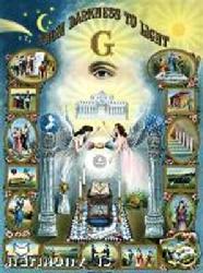 From Darkness to Light, Masonic laminated  print. Free angel figurines with each purchase.