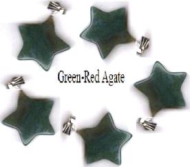 5 crystal gemstone STAR GREEN-RED AGATE pendants 18mm jewellery making crafts chakra charms harmony crafting