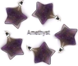 5 crystal gemstone AMETHYST STAR pendants 18mm jewellery making crafts chakra charms harmony crafting