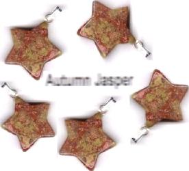 5 crystal gemstone AUTUMN JASPER RHYOLITE STAR pendants 18mm jewellery making crafts chakra charms harmony crafting