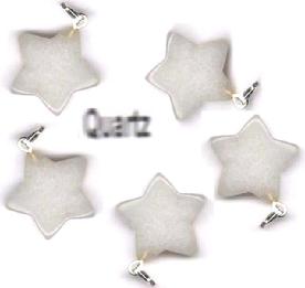 5 crystal gemstone SNOW QUARTZ STAR pendants 18mm jewellery making crafts chakra charms harmony crafting