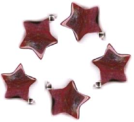 5 crystal gemstone STAR Indian RED AGATE pendants 18mm jewellery making crafts chakra charms harmony crafting