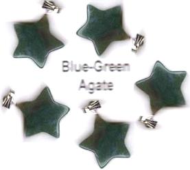 5 crystal gemstone STAR BLUE GREEN AGATE pendants 18mm jewellery making crafts chakra charms harmony crafting