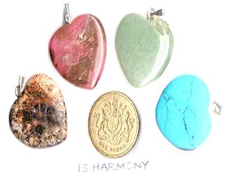 25mm crystal gemstone heart pendant rhodonite leopardskin jasper green aventurine quartz turquoise howlite jewellery jewelry is harmony reiki chakra charm collection blue naga collections