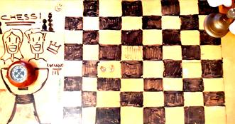 ALL BRIGHT CLUB West London, FREE resources for CREATIVE INSPIRATION sustainability chess board, from waste wood