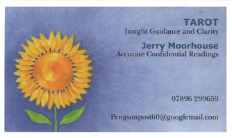 Intuitive reading from Jerry Moorhouse. Tarot, accurate and confidential readings: Insight, Confidence and Clarity. Reiki Healing also avaialble. Book for appointment 07896 299 639. Based in South East Cornwall, close to Looe, Polperro. Parking facilities