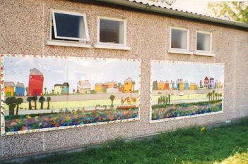 Worton Road Community Centre, Environmental Theme  Mural project, Isleworth, 1997.. Another co-production for and by the community, via Isabella Wesoly aka Demetriou @ Making Murals