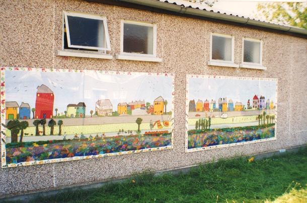 Worton Road Community Centre Summer Mural Project, July to August 1997. Enviromental Theme, the first artistic production directed and co-produced by 'Making Murals: Art for and by the Community. Were you there with artist/designer Isabella Demetriou, aka Wesoly?